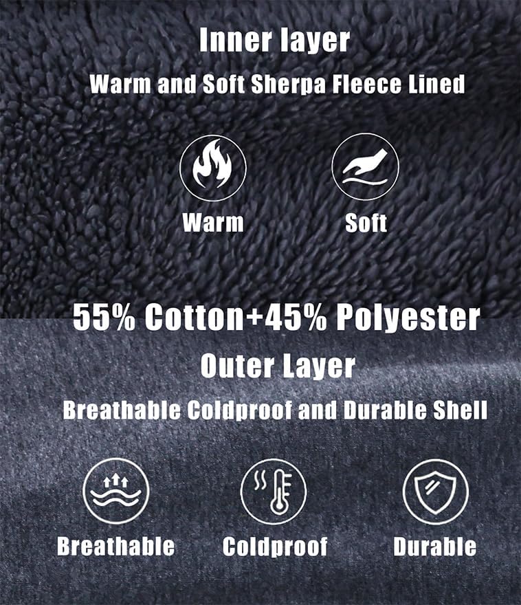 Men’s Full Zip Up Hoodies Sherpa Fleece Lined Hoodie Heavyweight Thick Zipper Jacket Heavy Warm Winter Coat - Image 2