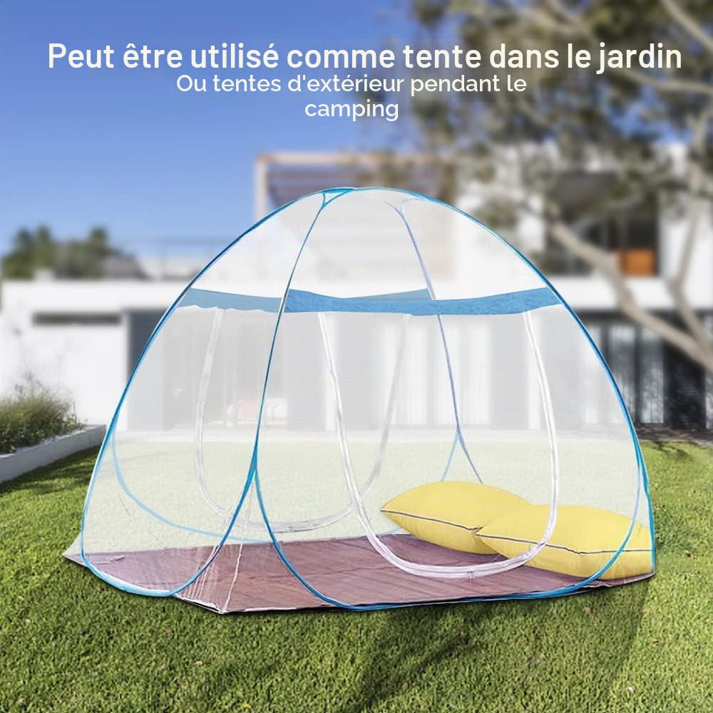 Moustiquaire de Lit Pliable, Portable de Voyage Moustiquaire 180 x 200 x 150 cm, Double Porte Camping Mosquito Rideau, Pop-up Moustiquaires avec Entrée Surdimensionnée, moustiquaires de Voyage
