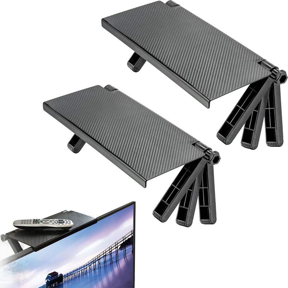 Screen TV Top Shelf Screen Caddy Mounting Bracket, 2 Pieces 13-Inch Wide Platform Adjustable Mount TV Top Shelf Screen Shelf TV Tray