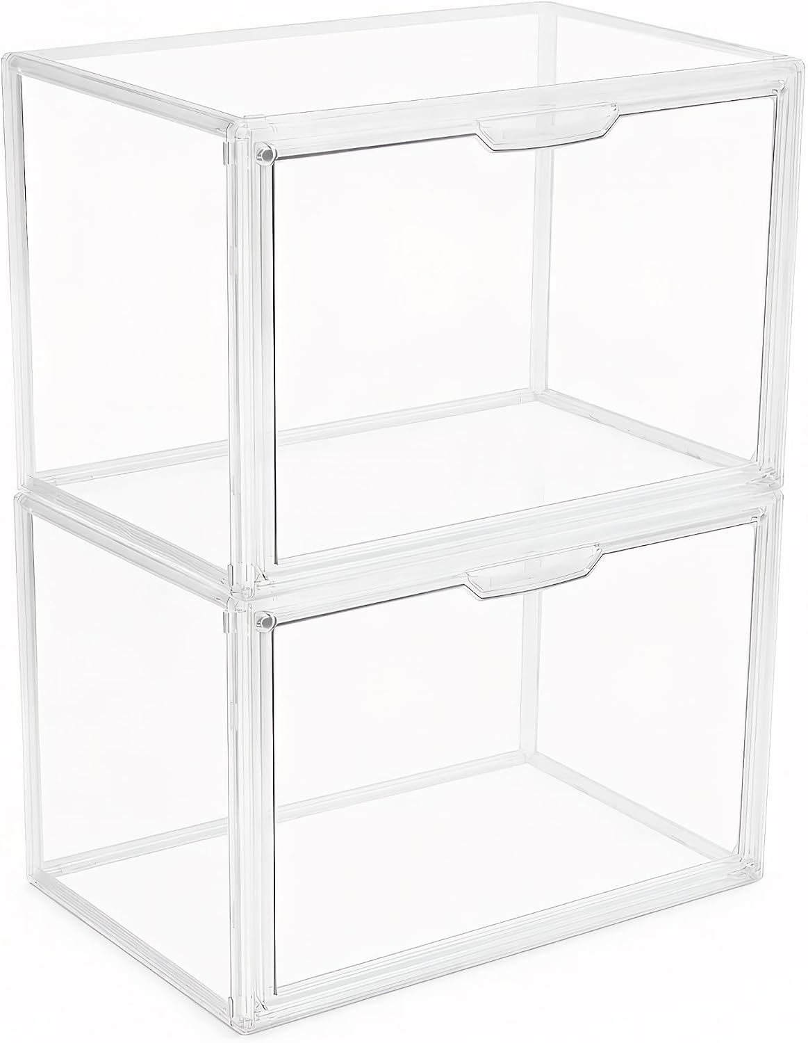 Gudemay Acrylic Display Case for Collectibles, Dustproof Showcase (2, L)