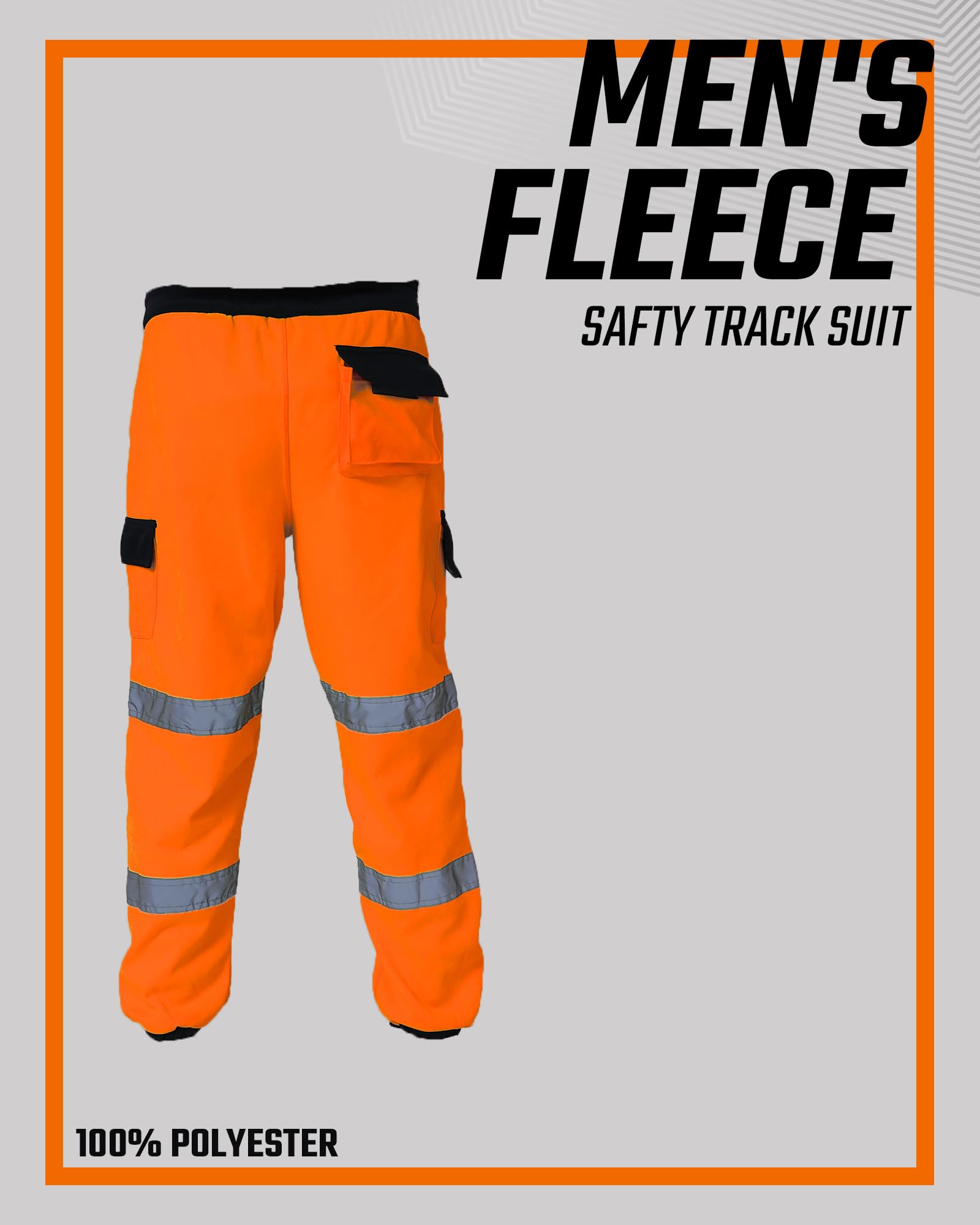 Pantalones de trabajo 100% poliéster Hi Viz para hombre, pantalones de chándal de seguridad, múltiples bolsillos, súper suaves, de alta visibilidad, pantalones de trabajo de seguridad