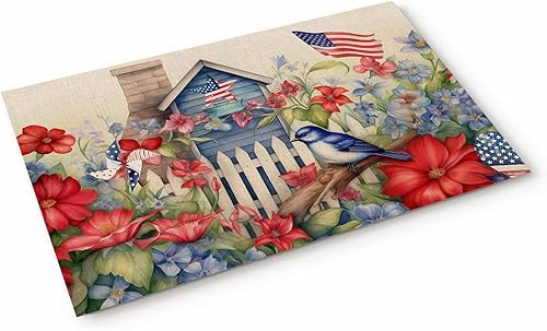 Miniatura 237 de Alfombras y tapetes de cocina Hello Fall, 2 unidades, color azul, naranja, calabaza, hoja de arce, pájaros, alfombras antideslizantes con pasillo