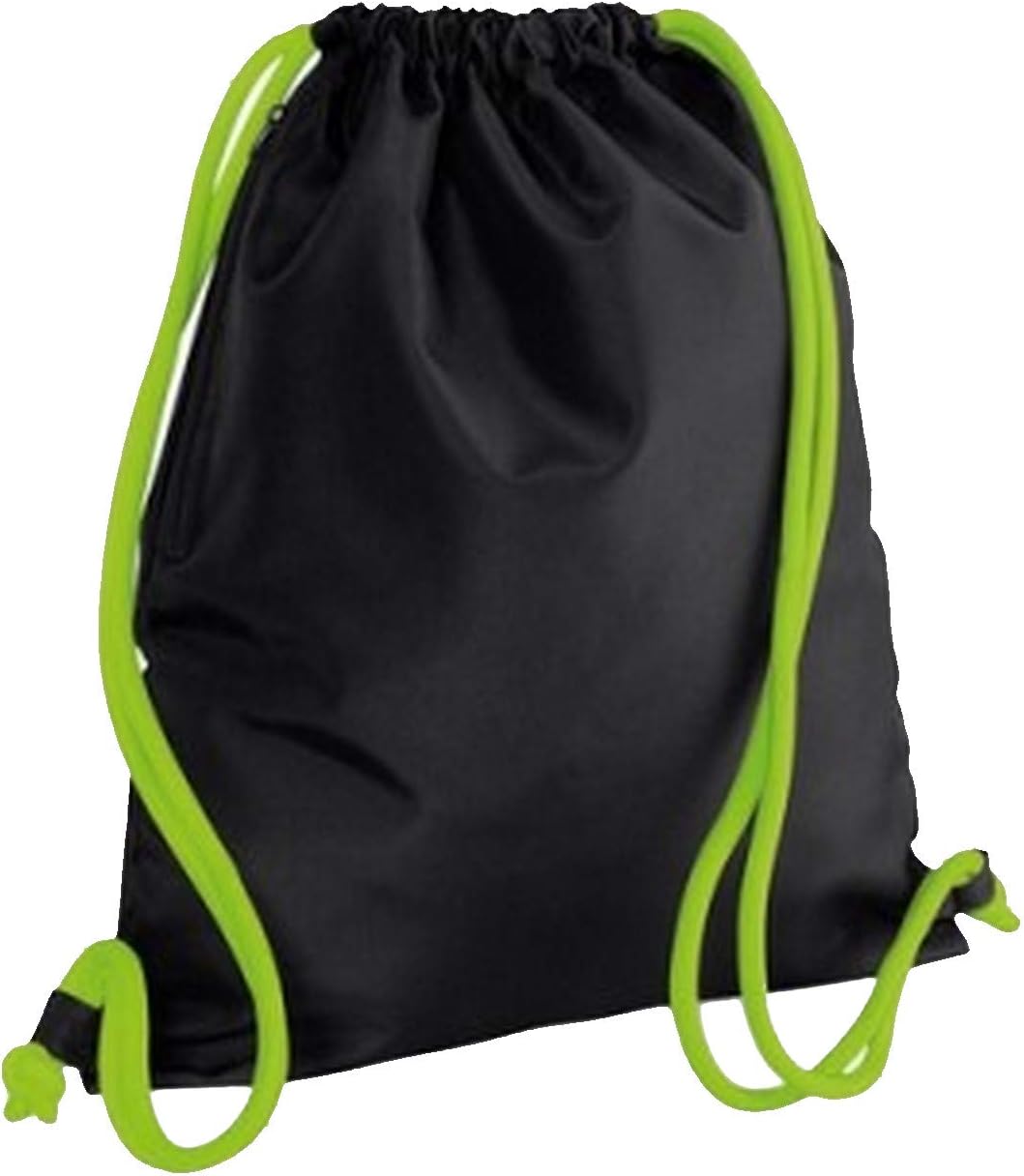 BagBase Icon Gymsac Backpack BG110 - Unisex Fitness Yoga Sports College Bag - Black/Lime Green