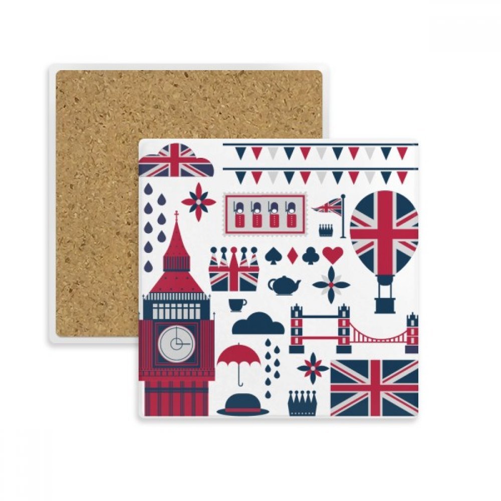 Mug support Angleterre et dessous de verre carrés en pierre pour vos pauses thé à la maison