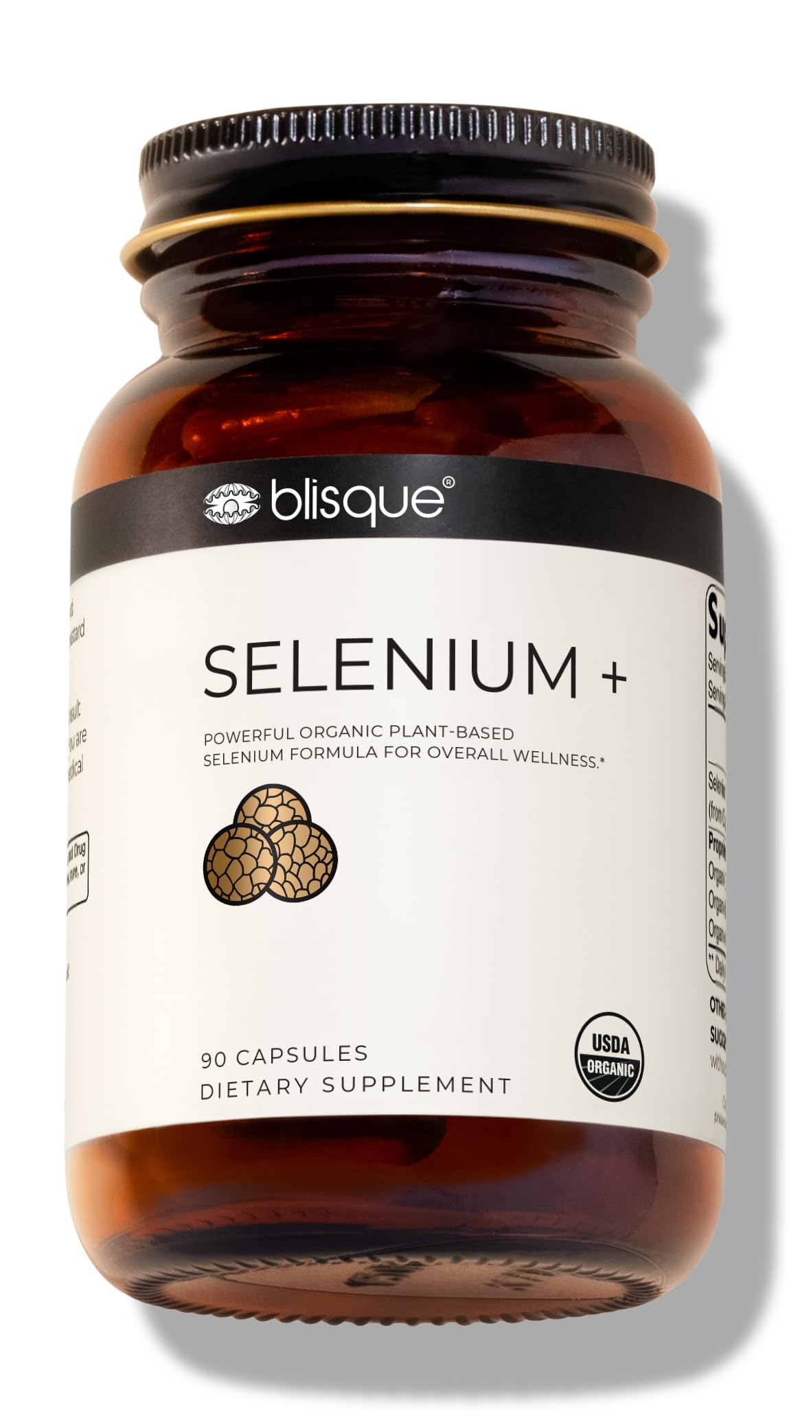 Blisque - Selenio organico per il supporto tiroideo, sistema immunitario e salute del cuore | con i semi di senape organici | Autentico e naturale | 90 capsule