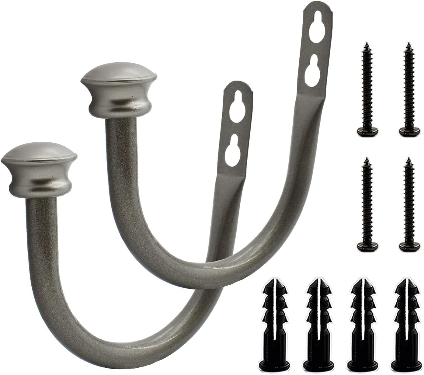 Wall Hooks,Hooks,Adhesive Hooks,Curtain Holdback U Shaped Hooks, Wall Mounted Drapery Tiebacks, Heavy Duty Metal Decorative Window Drapery Holder Curtain Hooks Drapery Hook Curtain Holder(Silver Gray)