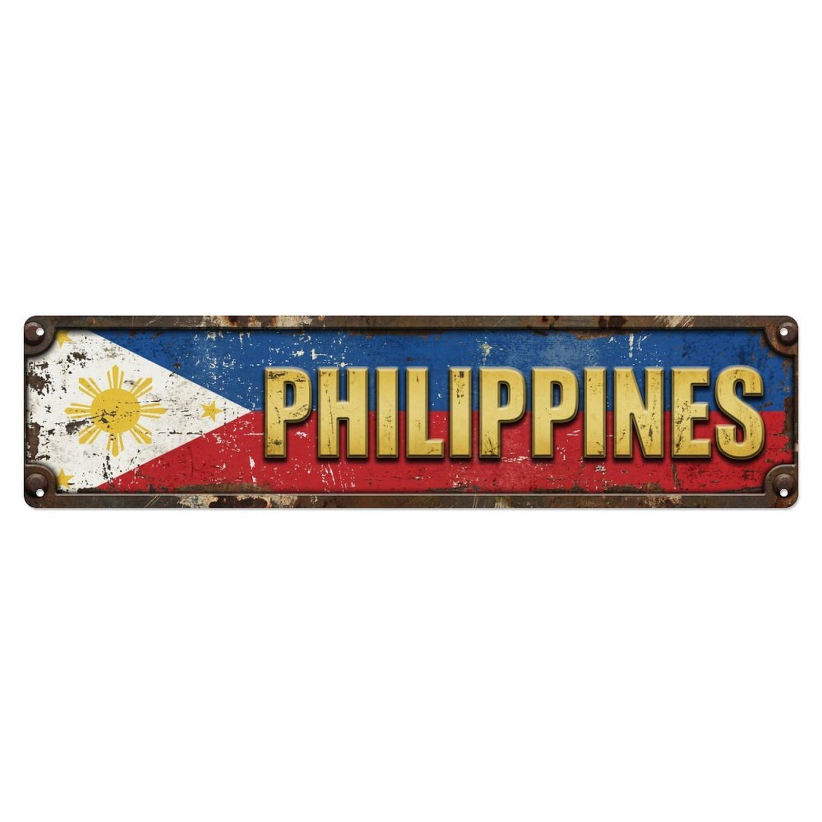 Vintage Philippines Flag Pattern Metal Tin Sign