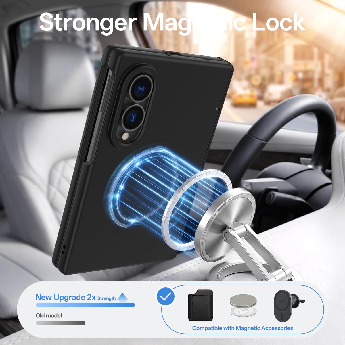 Custodia a portafoglio magnetica progettata per Samsung Galaxy Z Fold 8, porta carte staccabile, tasca in pelle, protezione per lo schermo, protezione per cerniera, custodia protettiva completa