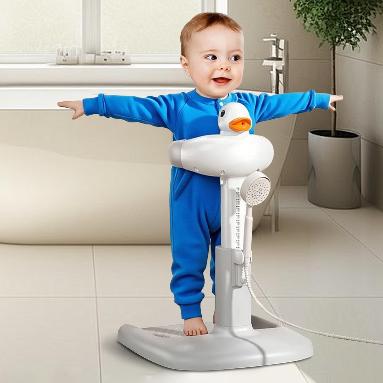Babypartyständer – höhenverstellbare Badewannenstütze, tragbarer Standbadeständer für Säuglinge und Kleinkinder, rutschfeste Silikonbasis, stabiler ABS-Rahmen, einfaches Aufbewahrungsdesign | Baby-Bad