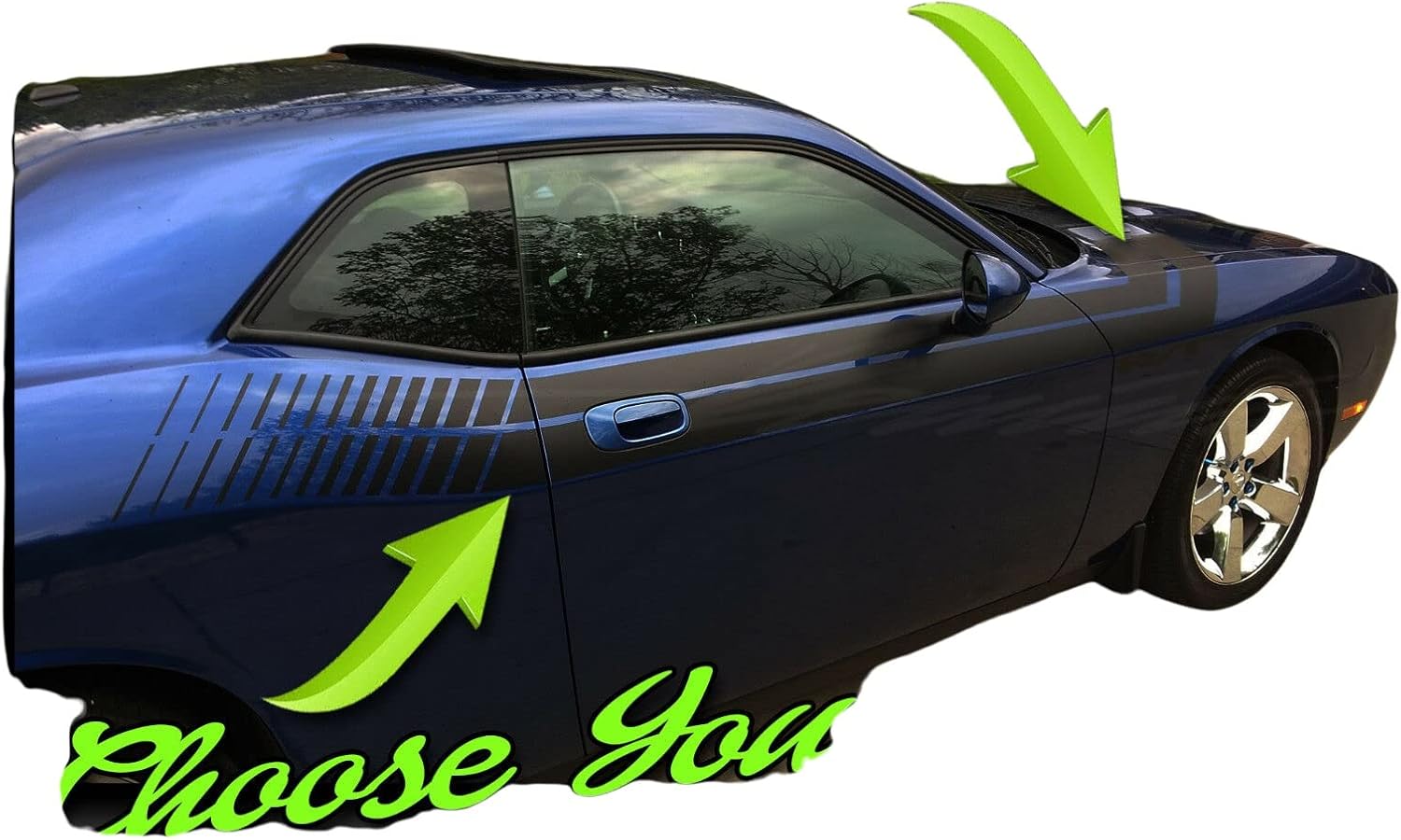 RT Style Side Racing Stripes FITS 2008 and up 2018 SXT RT SRT8 Compatible with Dodge Challenger(Color: Gloss Black)