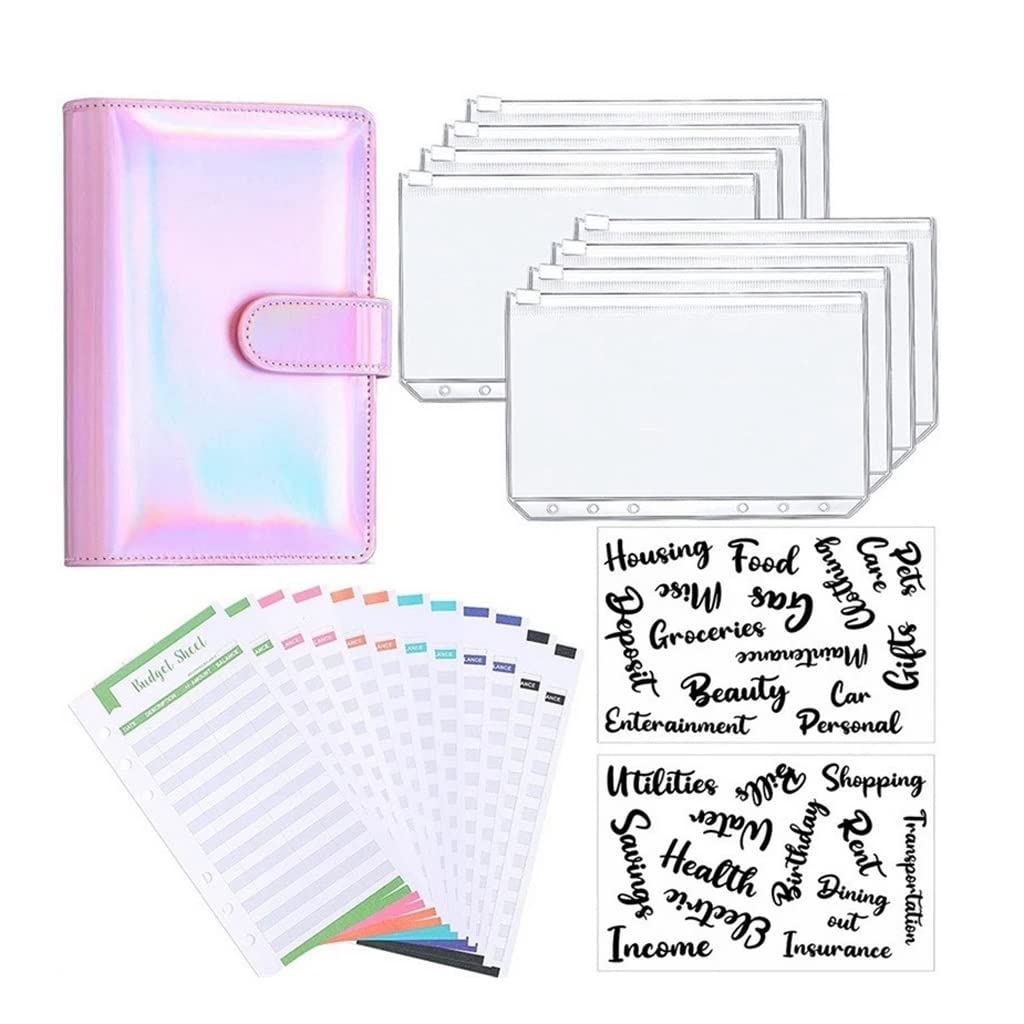 Pochettes de liant à 6 trous et fermeture éclair pour classeur budget A6