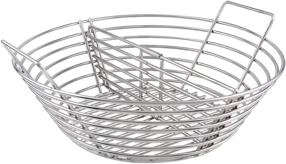 Lump Charcoal Fire Basket with Divider Big Green Egg Accessories,Stainless Steel Grill Ash Baskets for The Large Big Green Egg,Kamado Joe Classic