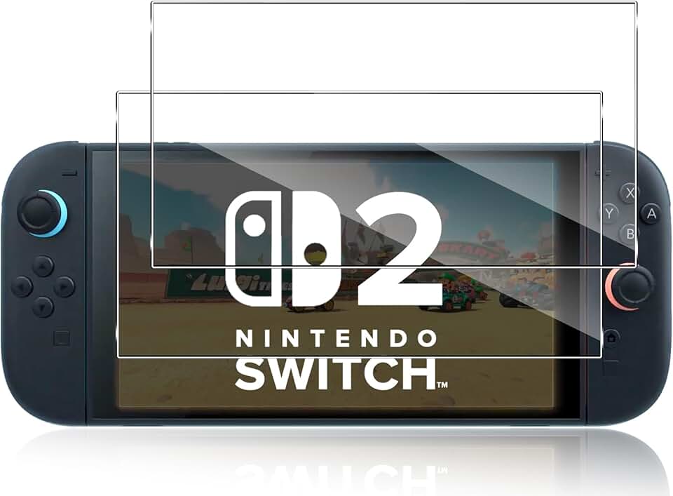 Locofun 2 Piezas Protector de Pantalla para Nintendo Switch 2, Dureza 9H Cristal Vidrio Templado HD Transparente