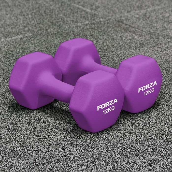 FORZA Manubri esagonali in neoprene, coppia di manubri con impugnatura antiscivolo, design ergonomico per allenamento di forza e allenamento a casa, disponibile in diversi pesi