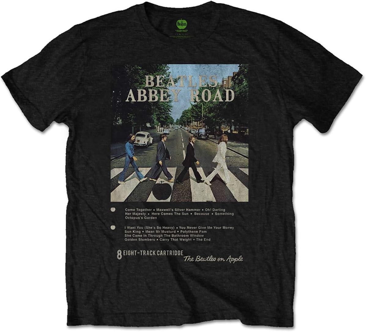 Rockoff Trade Men's The Beatles Abbey Road 8 Track T Shirt, Black, M UK