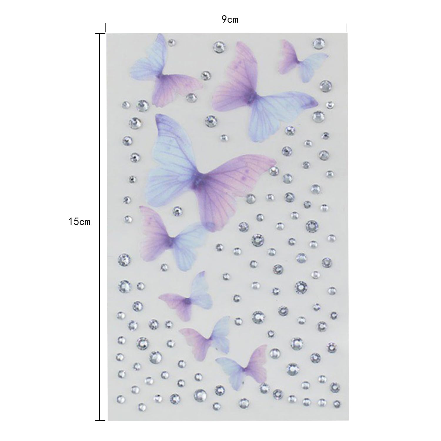 Crystal Face Gems Stickers for Makeup Self Adhesive Stick for Makeup 3D Butterfly Stick on Gems Rave Festival Party Accessories Face Jewels for Women
