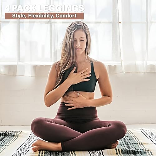 Blisset Pacote com 4 leggings de cintura alta para mulheres – sem transparência para controle de bar