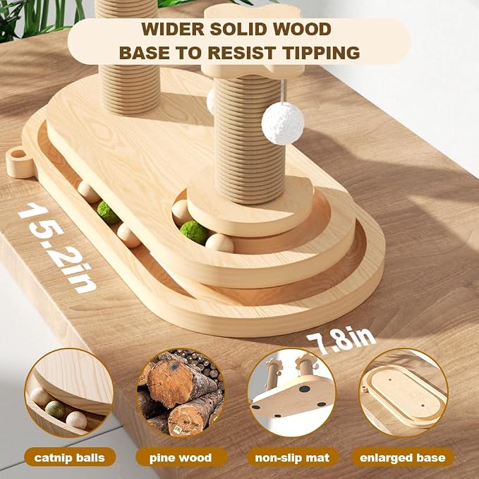 Rascador para gatos de madera maciza 4 en 1 con sisal natural miniatura 4