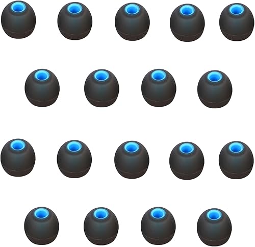 CYADCI Puntas de repuesto para auriculares de silicona, geles de oreja medianos, aptos para agujeros interiores de 0.150 in a 0.201 in, 9 pares,