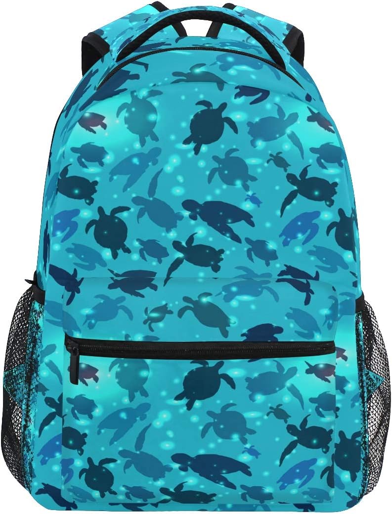 Qilmy Sea Turtle Laptop Backpack Waterproof College Students Bookbags Middle School Bookbag Computer Daypack for Teen Boys Girls