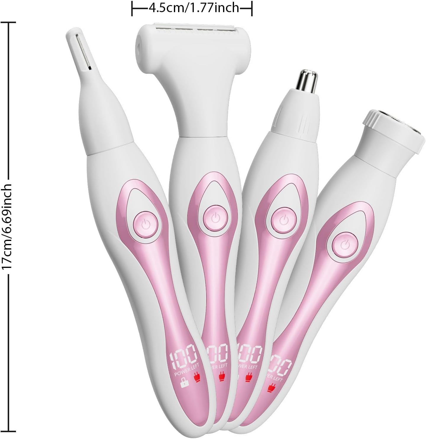 Electric Razoring Less 4 In1 Women Shaver Hair Remover for Face, Eyebrow Underarm Bikinis Trimmer Removal Tool Trimmer Electric Razoring for Women