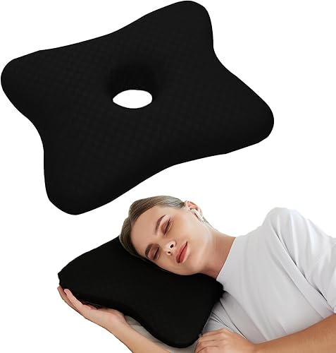 Almohada para piercings  Almohada de espuma viscoelástica para personas que duermen de lado, almohada con un orificio para la oreja para aliviar el