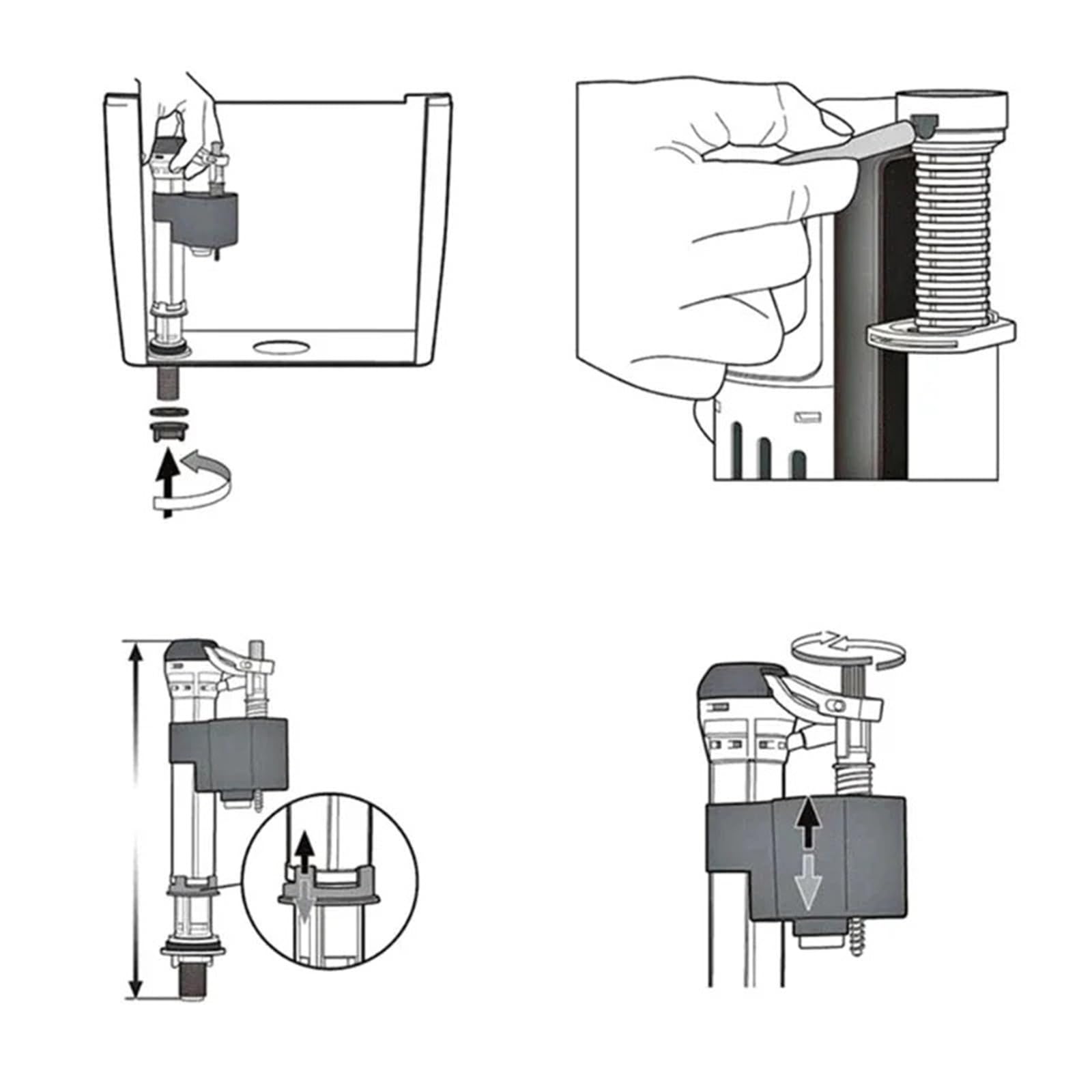 Válvula de descarga para cisterna de WC Toilet Tank Flush Valve Adjustable Flushing System wc Cistern Downloader Discharge(Side-in-set)