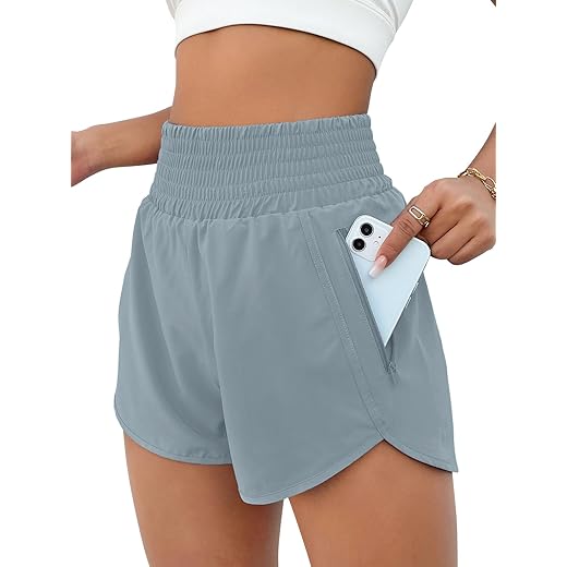 BMJL Women's Athletic Shorts High Waisted Running Short Pocket 2.5" Sporty Shorts Gym Elastic Workout Shorts