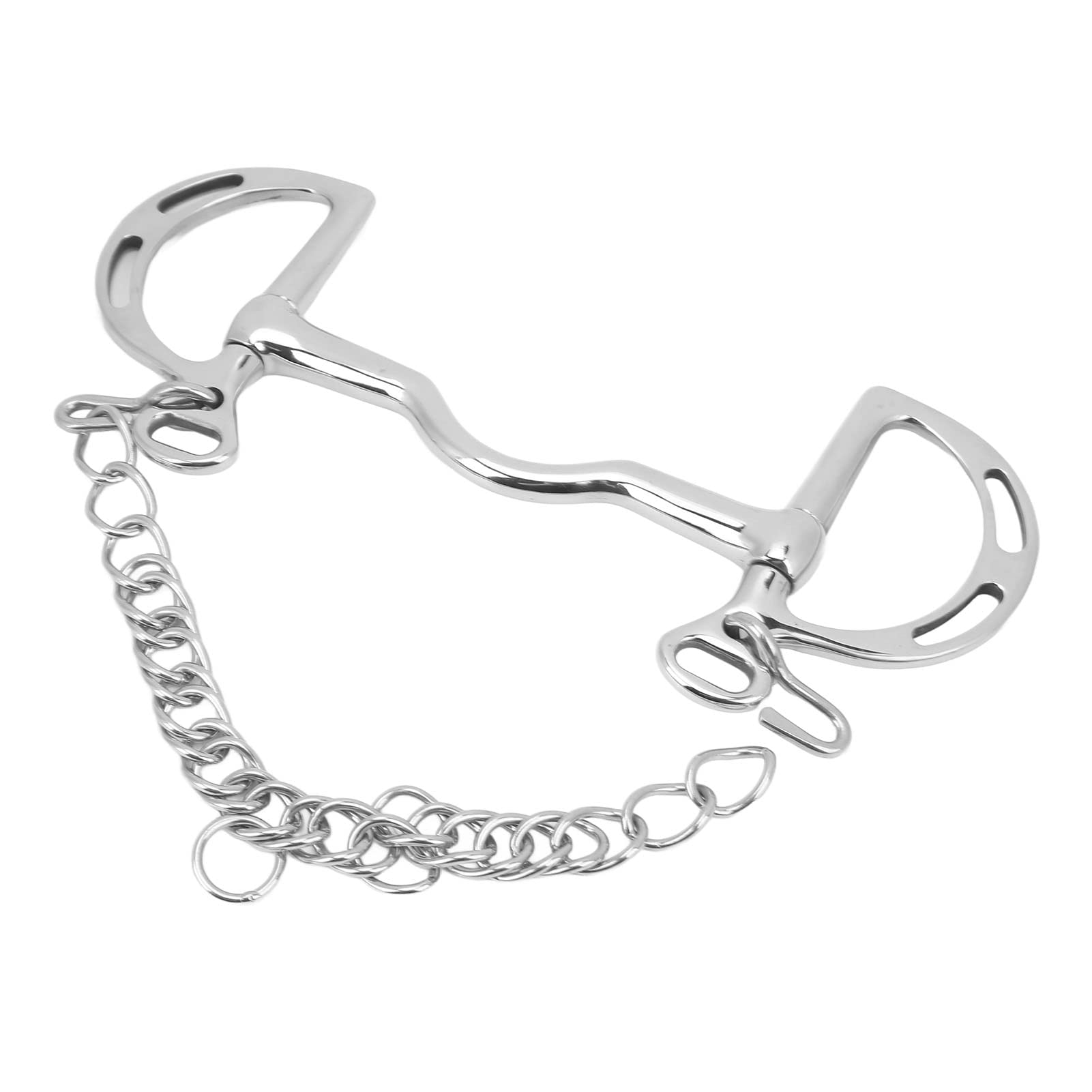 BestAlice Filetto per Cavallo, Morso per Cavallo in Acciaio Inossidabile Filetto per Cavallo da Masticare, Anello a D Filetto per Cavallo in Acciaio Inossidabile Filetto per Bocca di Cavallo con Caten