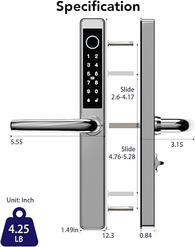 Miniatura 2 de Cerradura inteligente con huella dactilar, cerradura inteligente para puerta delantera, a prueba de niños, adecuado para puertas de metal, adecuado