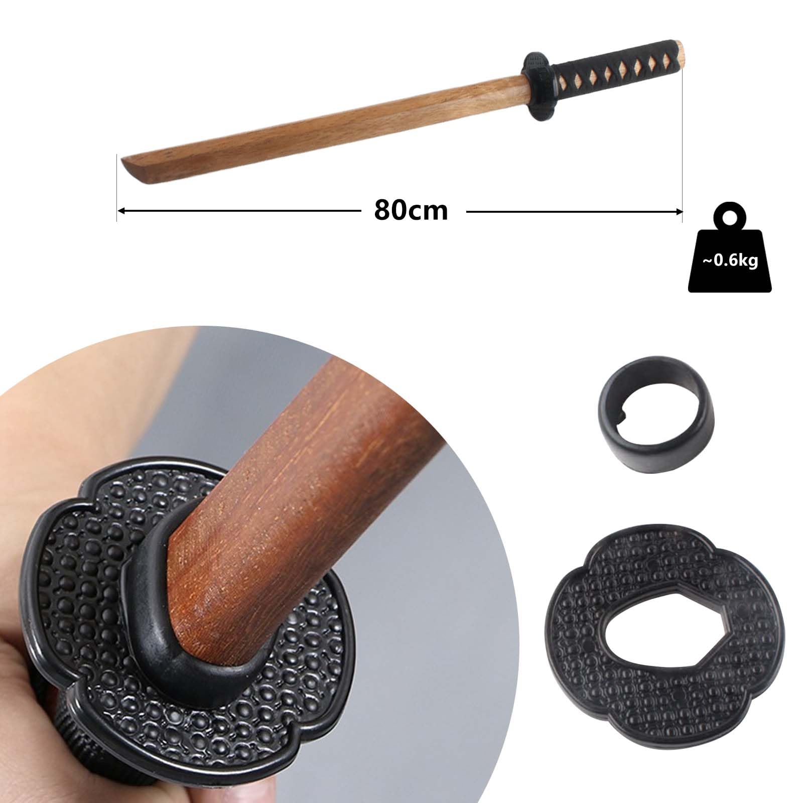 Spada Katana in legno corta di piccole dimensioni, per allenamento di combattimento con spada kendo, gioco di ruolo, cosplay iaido capri