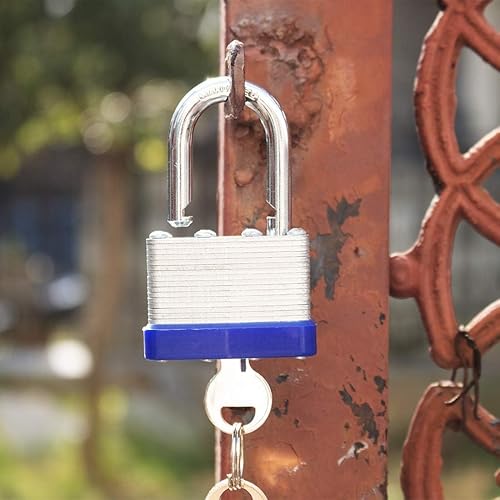 Miniatura 7 de Paquete de 4 candados con llave igual, candados de alta seguridad con llaves, candado resistente con cerraduras de llaves con llaves para uso al