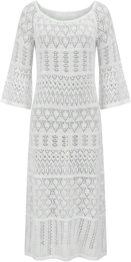 Womens Elegant & Hollow-Out Solid Color Cover Up Dress/Cover-Up For Beach, Spring/Summer cover ups for swimwear