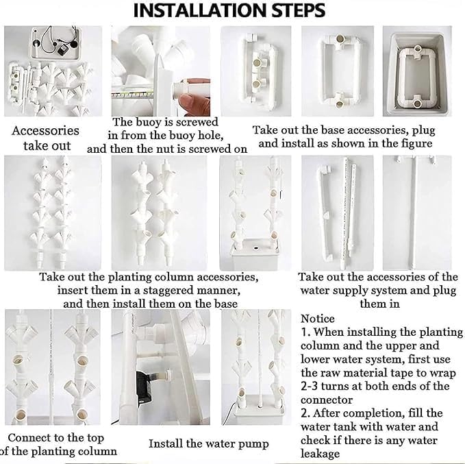 Kit De Torre Hidropónica, Sistema Cultivo Vertical con 15 Niveles Y 45 Orificios, Ideal para Jardinería Doméstica Uso En La Cocina, Acuaponía Plantas Interior