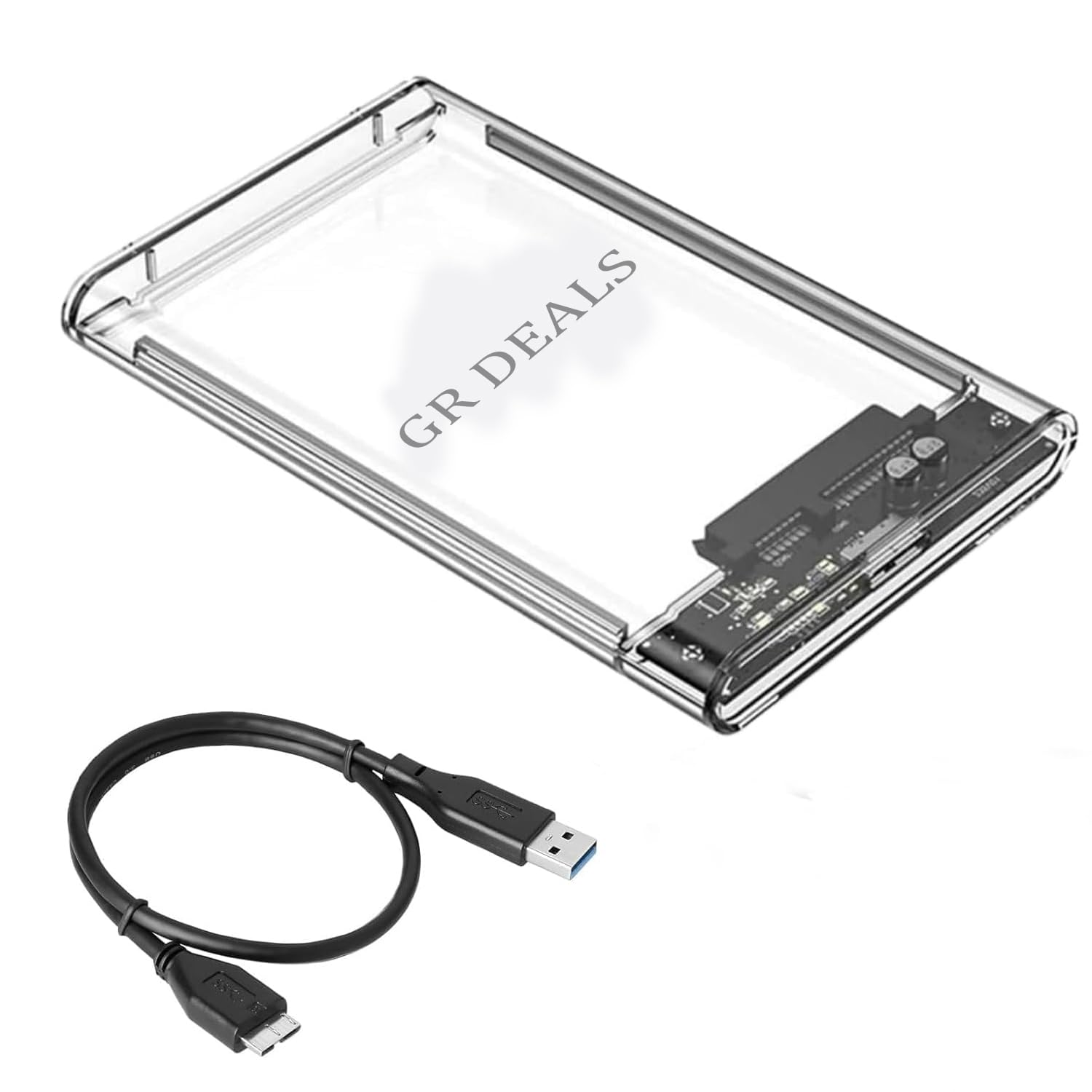 GR Deals 2.5 Inch SATA to USB 2.0 Micro B HDD Solid State Disk Enclosure Home Office Desktop PC ABS Plastic Hard Drive Case Computer Accessories Transparent-image-28