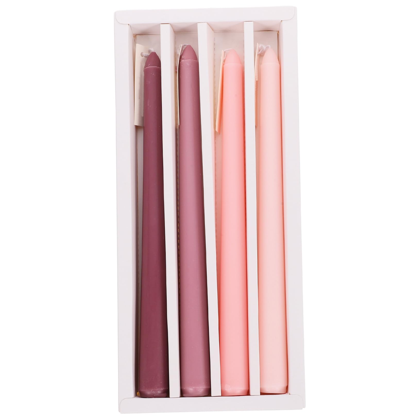TOYANDONA Candele Profumate a Palo lungo Sfumatura Rosa Fragranza Rosa Morbida Set da 4 Pezzi per Decorazioni Romantiche di Matrimonio e Feste Candela Ornamentale senza Fumo per