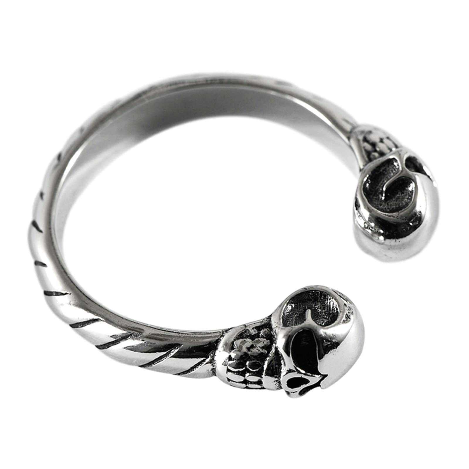 Ayoiow Anillo de plata de ley 925 para hombre, ajustable, anillo de compromiso y matrimonio para hombre, doble calavera
