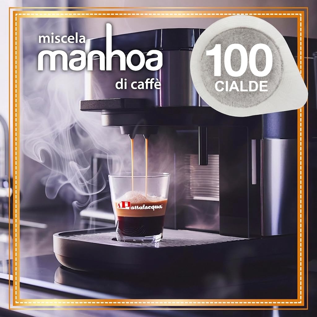 Passalacqua Caffè Premium – Manhoa 100 Cialde ESE 44mm – Tostatura Autentica Napoletana 75% Arabica – Dolce e Aromatico con Note di Miele, Cioccolato e Caramello – Made in Italy