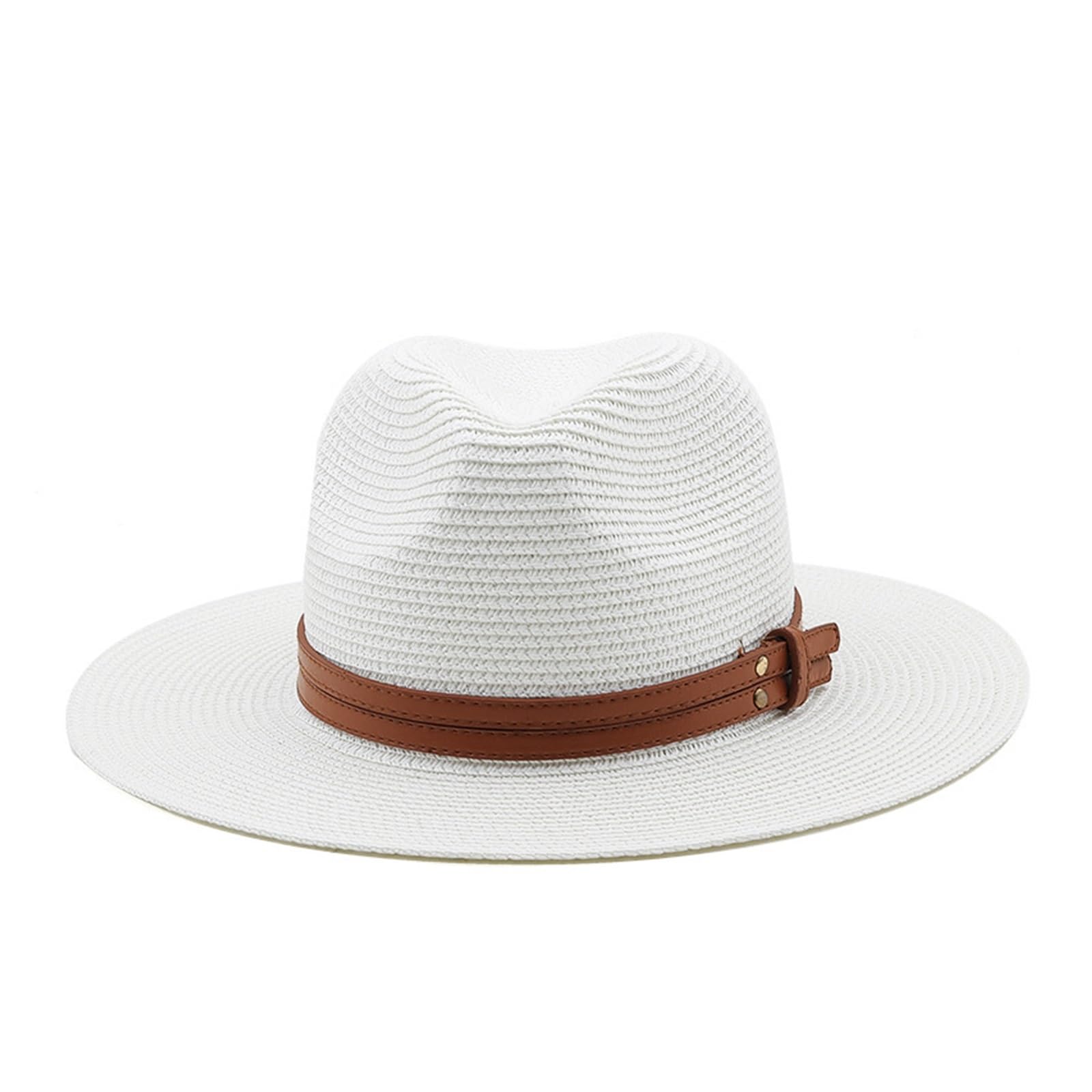 Cappello di Paglia, Cappello da Sole, Cappello da Sole Casual Unisex da Uomo e da Donna Cappello Panama alla Moda Cappello a Bombetta Primaverile ed Estivo(Ivory White)