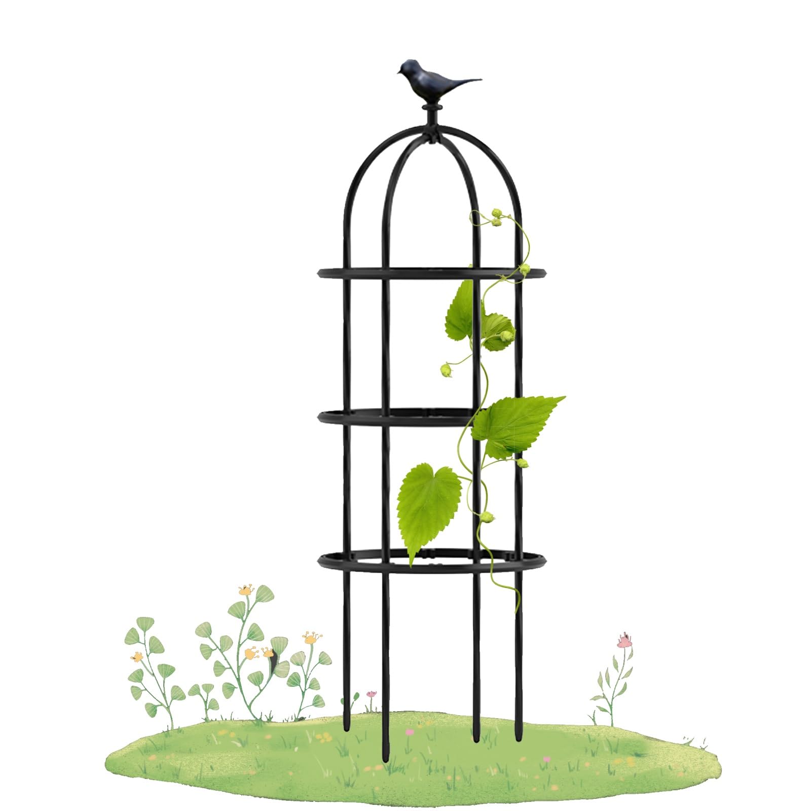 Obelisk Rankhilfe Metall Wetterfest Rankobelisk Gartenspalier 180x50cm 230x50cm 280x50cm 330x50cm für Bepflanzung, Garten Top-Vogeldesign (Color : Black, Size : H280x D50cm(9.2x1.6ft))