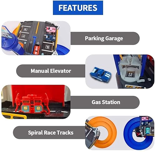 Sgota City Ultimate Garage Playset, 3-Level Garage Toy Set With 4 Cars, Race Car Track Sets Toy Vehicle Playsets With Double-Track Ramp & Elevator, Car Garage Toys Gift For Boys 3 Years & Older #TOP2