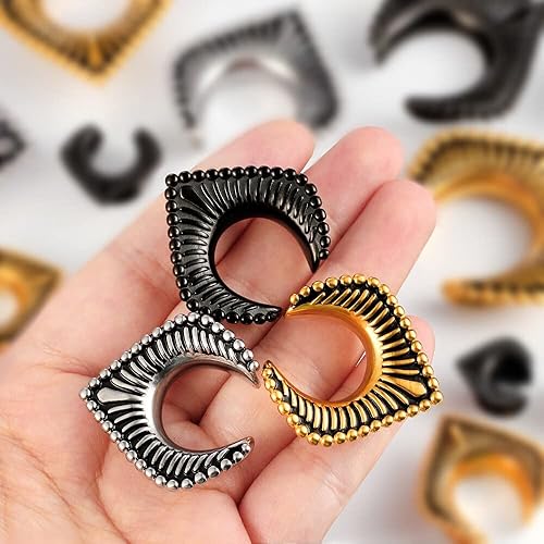 Miniatura 7 de LADEMAYH Tapones de sillín para orejas, calibre 0.00 oz 1 pulgada en espiral para orejas, acero inoxidable 316L, dilatadores de oreja para hombres,