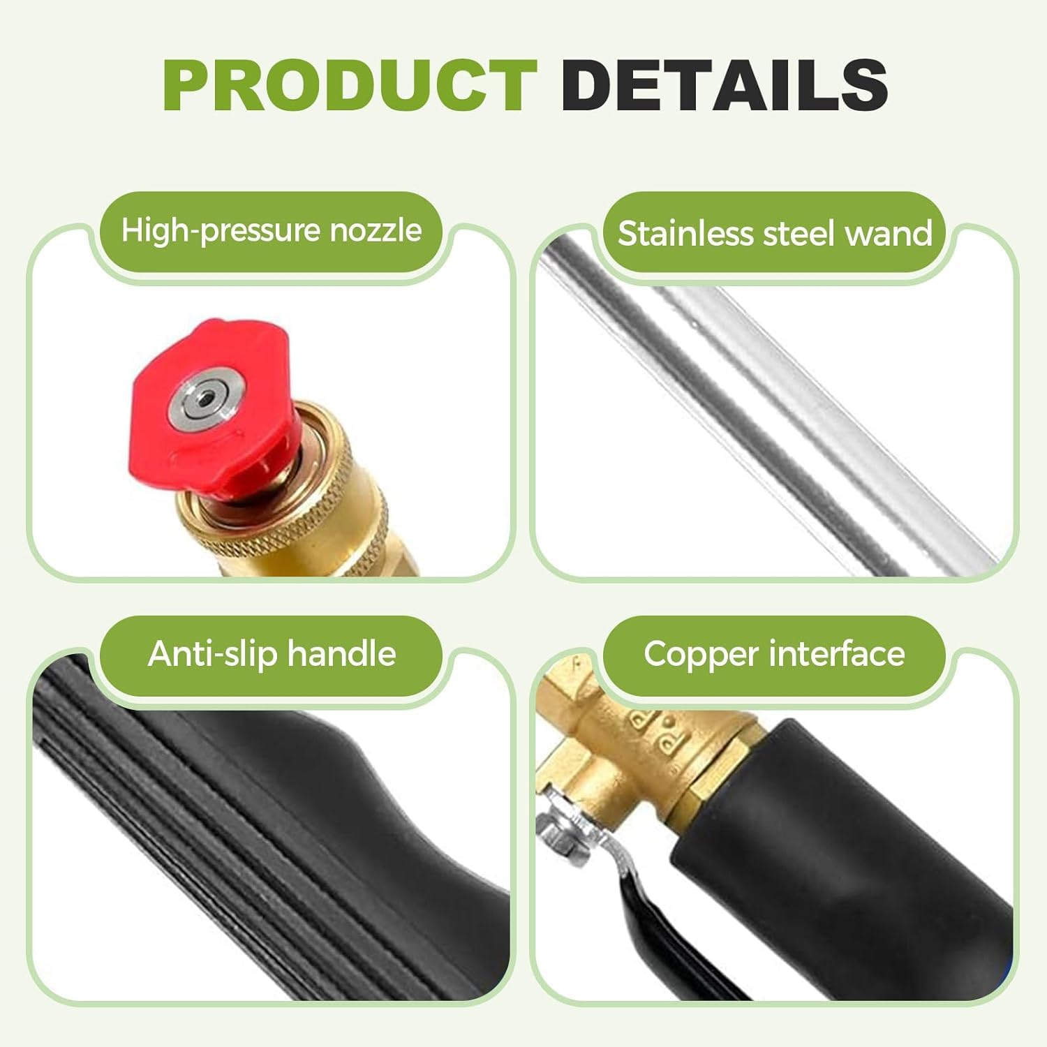 Hidrolavadora De Jardín con Lanza Y 3 Boquillas Intercambiables, Ideal para Lavar Coches, Patios, Jardines Y Limpiar Exteriores (Gris). Gray+Black