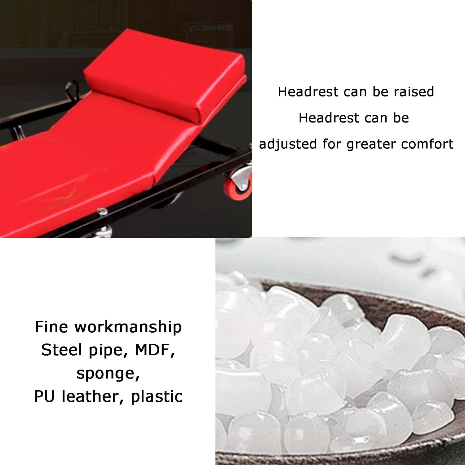 メカニッククリーパー、フロントリフト可能ローリングリクライニングボードシート、耐荷重150kg、自動車修理工場ガレージ用