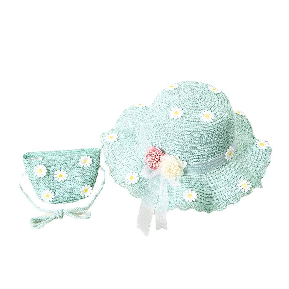 Jingying Sombrero Paja para Niños, Sombrero Paja Tejido para Bebé, Sombrero Paja para Niña con Bolso, Adecuado para Viajes de Vacaciones, Niñas, Actividades al Aire Libre, Sombrero Turístico