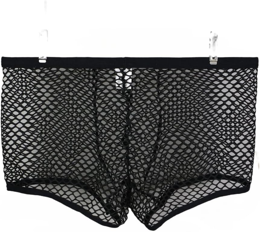 Men's Sexy Mesh Underwear Boxer Shorts Low Waist See-Through Fishnets Breathable Briefs - Image 3