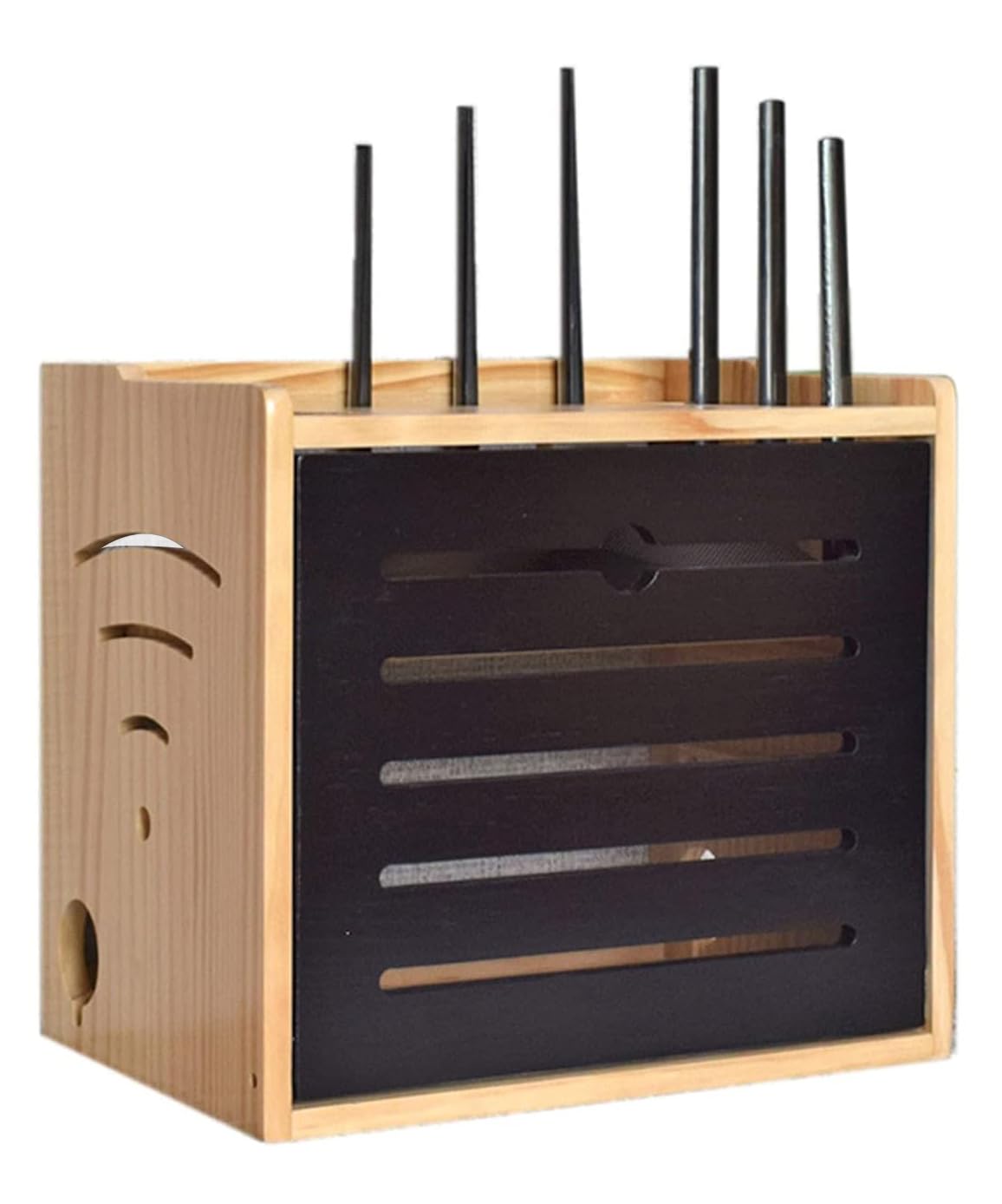 WiFi Routeur Boite, Boite Décodeur TV, Bois Massif Boîte de Rangement pour Câbles, Boite Rangement DVD, Grande Boîte Rangement pour Routeur WiFi, Télécommandes, Lecteurs DVD