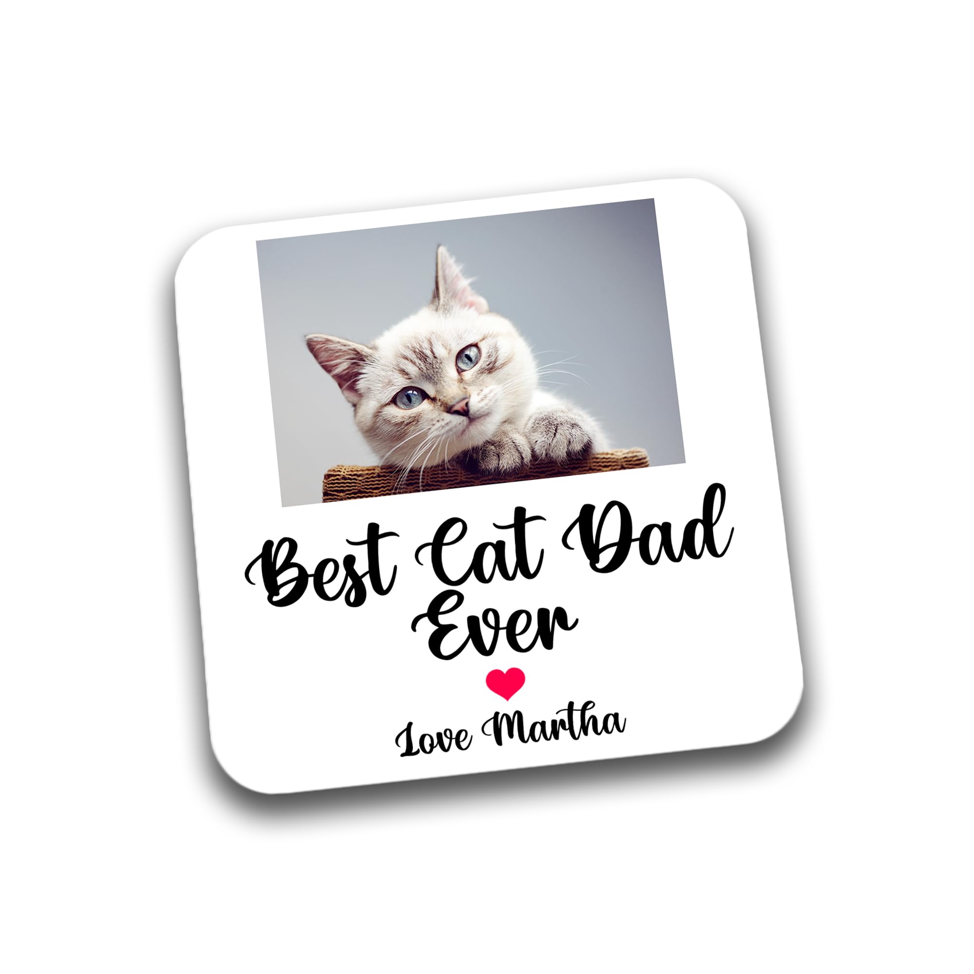 Rib Ticklerz - Personalised Photo Coaster - Funny Gifts For Cat Lovers - Cat Dad Present - Father's Day & Birthday Gift