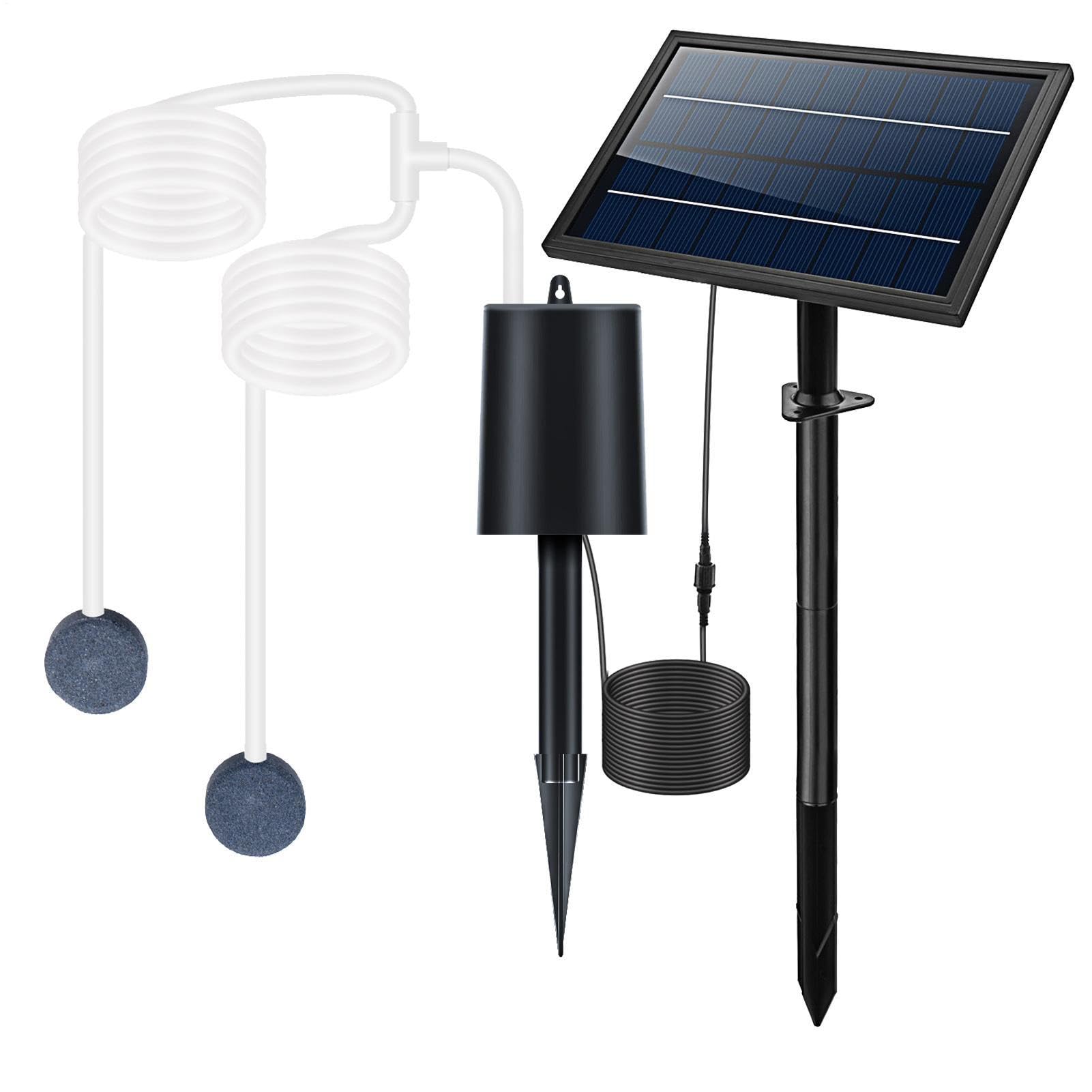 Oxigenador de Aire para Acuario Bomba de Aire Oxigenadora Solar para Agua | 3 Modos Bomba de Aire Solar con Oxigenador para Estanques de Jardín Exterior