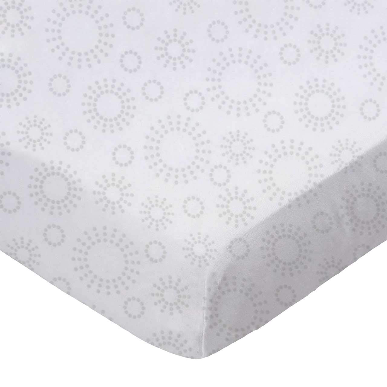 SheetWorld Fitted 100% Cotton Percale Bassinet Sheet 15 x 33, Grey Dot Circles, Made in USA